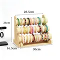 Expositor de joyas beige de 3 niveles en lino para pulseras, 30x24x16,5 cm - Triple Capa / Beige