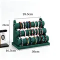 Soporte de terciopelo verde oscuro de 3 capas para exhibir pulseras y relojes, 30cm - Triple Capa / Verde