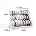 Expositor de joyas de 3 niveles en terciopelo gris para pulseras y relojes - Triple Capa / Gris