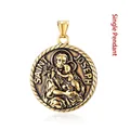 Pendentif médaille religieuse Saint Joseph en acier inoxydable plaqué or de style vintage - Style Relief Saint Joseph (YLD57-07) / Pendentif Uniquement / Or