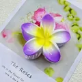 Elegante molletta per capelli a forma di fiore di frangipane con sfumatura viola e gialla - Spray Di Colore Solido Da 8 Cm Sfumato Viola