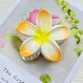 Molla per capelli a fiore di plumeria arancione con sfumatura per vacanze in spiaggia - Spray Di Colore Solido Da 8 Cm Sfumato Arancione