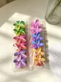 Set di mollette per capelli a forma di fiori di plumeria colorati per look da spiaggia - 8 Cm Colore Chiaro Galvanizzato 12 Pezzi Per Confezione
