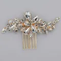 Elegant bridal hair comb featuring shimmering pear and marquise shaped clear crystals - Gold Rhinestone Wedding Hair Comb (HS-J7328G)