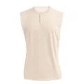 Herren slim fit lichtgewicht mouwloos Henley tanktop met knoopsluiting in beige - M / Tops / Beige