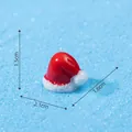 Mini resin Christmas hat figurine decoration in red and white, size 2.1x1.6x1.5 cm. - Hat (C0518) / 1 Piece