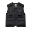 Herren Outdoor Cargo Weste mit mehreren Taschen und atmungsaktivem Netzfutter. - Schwarz / M