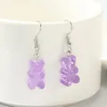 Orecchini a pendente a forma di orsetto in resina viola trasparente da donna - Viola