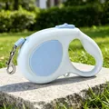 Durable 5m retractable dog leash in light blue and white for safe outdoor walking - Shell Style / Blue / 3M