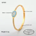 Elegante vergulde roestvrijstalen armband met blauw boos oog en alle afmetingen - Emaille Boze Oog Stijl (SZ7025) / Goud