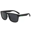 Lunettes de soleil polarisées noir mat classiques pour hommes sport cyclisme et conduite - Cadre Noir Étiquette Verte Film Noir