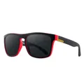 Lunettes de soleil de sport polarisées D731 pour hommes, monture noir mat et rouge - Cadre Noir Et Rouge Film Noir