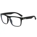 Lunettes de soleil de sport polarisées noir mat pour hommes avec protection UV rectangulaire - Monture Noire Verres Transparents