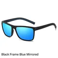 Lunettes de soleil de sport polarisées avec monture noire et verres miroirs bleus - Cadre Noir Avec Film Bleu (modèle K2-d337)
