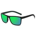 Lunettes de soleil de sport polarisées pour hommes avec verres miroir verts et monture noire - Black Frame Green Film (K2-D337)