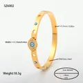 Bracciale rigido in acciaio dorato con malocchio e specifiche di misura dettagliate. - Stile Malocchio Classico Foro Rotondo (SZ6002) / Oro