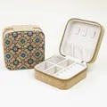 Exotic cork pattern jewelry storage box with velvet interior for rings and necklaces. - Single Layer / Fresh Floral