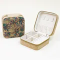 Portable jewelry box organizer with exotic floral pattern and cork texture finish - Single Layer / Colorful Butterfly