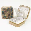 Ethnic style faux wood jewelry box with colorful print and functional interior mirror - Double Layer (With Mirror) / Colorful Butterfly