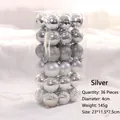 Juego de 36 bolas de Navidad plateadas con diversas texturas, 4 cm diámetro para árbol - Juego de 36 / Plateado