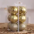 Set of 12 gold Christmas ornaments in glitter, matte, and shiny finishes, 6cm each. - 12 Pieces/Pack (6cm) / Gold