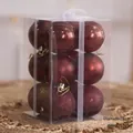 Burgundy Christmas ball ornaments in glossy, matte and glitter finishes, set of 12 balls - 12 Pieces/Pack (6cm) / Coffee
