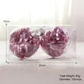 Set de 2 bolas de Navidad de plástico transparente con espumillón rosa en caja de regalo - 2 Piezas/Juego / Transparente-rosa 10cm