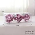Set de tres bolas de Navidad transparentes rellenas de cintas rosas en caja clara - Juego de 3 / Transparente-rosa 8cm