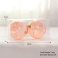 Par de bolas de Navidad rosa pintadas a mano en caja de regalo transparente, 8 cm - 2 Piezas/Juego / Cuadro Dorado Champán 8cm