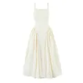 Vue détaillée d'une robe vichy de style français avec col carré et jupe plissée élégante - S / Dresses / Jaune