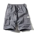 Pantaloncini cargo grigi estivi da uomo con elastico in vita e grandi tasche - XS / Bottoms / grigio scuro