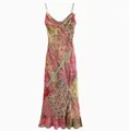 Detail of boho patchwork print backless maxi dress with vibrant paisley patterns - XS / Tops / Rainbow