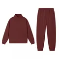 Donkerrood tweedelig trainingspak met sweatshirt met halve rits en bijpassende broek - S / Boven- En Onderstuk / Bordeauxrood