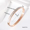 Bracciale rigido in acciaio inossidabile 304 oro rosa con strass brillanti per donna - Oro Rosa Da 6 Mm [tre File Di Diamanti 50*60]