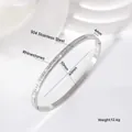 Elegant 304 stainless steel bangle bracelet with rhinestones, 4mm width, silver finish - Single Row / 4mm (50*60) / Steel