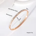 Elegant rose gold 304 stainless steel bangle bracelet with sparkling rhinestones and 4mm width - Single Row / 4mm (53*64) / Rose Gold
