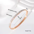 Elegant rose gold stainless steel bangle with rhinestones, 4mm width, 12.5g weight - Double Eternity Band / 4mm (50*60) / Rose Gold