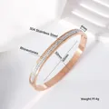 Elegant rose gold stainless steel rhinestone bangle bracelet with 19.4g product weight. - Double Eternity Band / 6mm (50*60) / Rose Gold