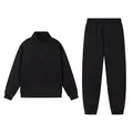 Set sportivo nero minimalista con felpa con cerniera e pantaloni della tuta coordinati - S / Top E Pantaloni / Nero