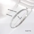Silver stainless steel bangle with rhinestones, 4mm width, elegant minimalist design. - Double Eternity Band / 4mm (53*64) / Steel