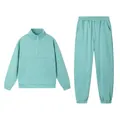 Tuta sportiva due pezzi verde menta con pullover a un quarto di zip e pantaloni sportivi - S / Top E Pantaloni / Verde Pavone