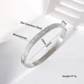 Fashion silver 304 stainless steel bangle with sparkling clear rhinestones for women - Double Eternity Band / 6mm (53*64) / Steel