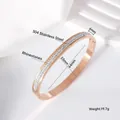 Rose gold stainless steel rhinestone bangle with 6mm width for elegant fashion look - Double Eternity Band / 6mm (53*64) / Rose Gold