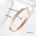 Elegant rose gold 304 stainless steel bangle featuring sparkling rhinestones, 6mm wide. - Three Rows / 6mm (53*64) / Rose Gold
