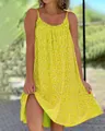 Vibrant yellow floral spaghetti strap maxi dress with split hem detail for summer - S / Top And Bottom / Yellow