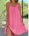 Elegante abito estivo da donna a fiori rosa con spalline sottili e taglio morbido - S / Top E Pantaloni / Rosa