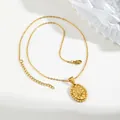 Elegante vintage goldene Edelstahlkette mit einem ovalen Anhänger und Zirkonia-Steinen - Pn-2158g+ Verbindung