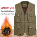 Gilet cargo en coton vert militaire pour homme avec doublure polaire et poches. - XL / Hauts / Vert Armée Clair (Canevas)