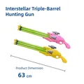 Vibrant pink and yellow high-capacity 3-barrel water gun toy for kids, 63cm size - 63cm Interstellar Triple-Barrel