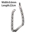 Pulsera ID para hombre de acero inoxidable 304 con cadena bizantina plata - Color acero